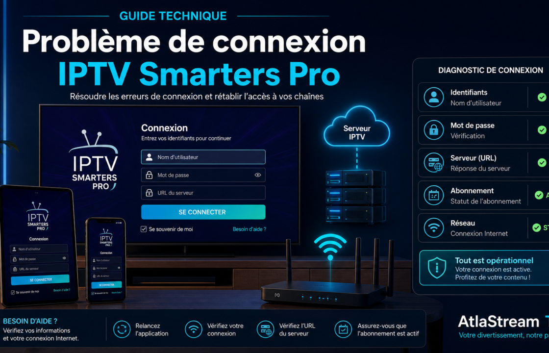 Problème de connexion IPTV Smarters Pro : diagnostic et solutions Atlas Stream TV